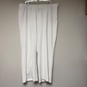 Catherines Black Label White Comfort Waist Pants Plus Size 2X Wide Leg‎